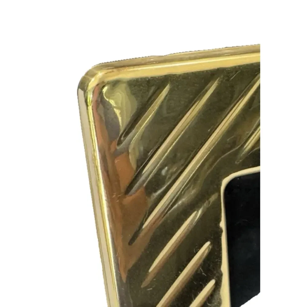 Vtg Gold Plated Picture Frame Ornate Easel Back Rectangle 3x4.5 Minimalist Decor